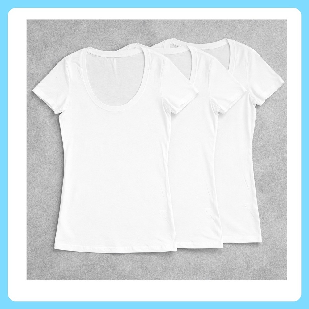 White Cotton Scoop Neck Short Sleeve T-Shirt 3 Pack Medium